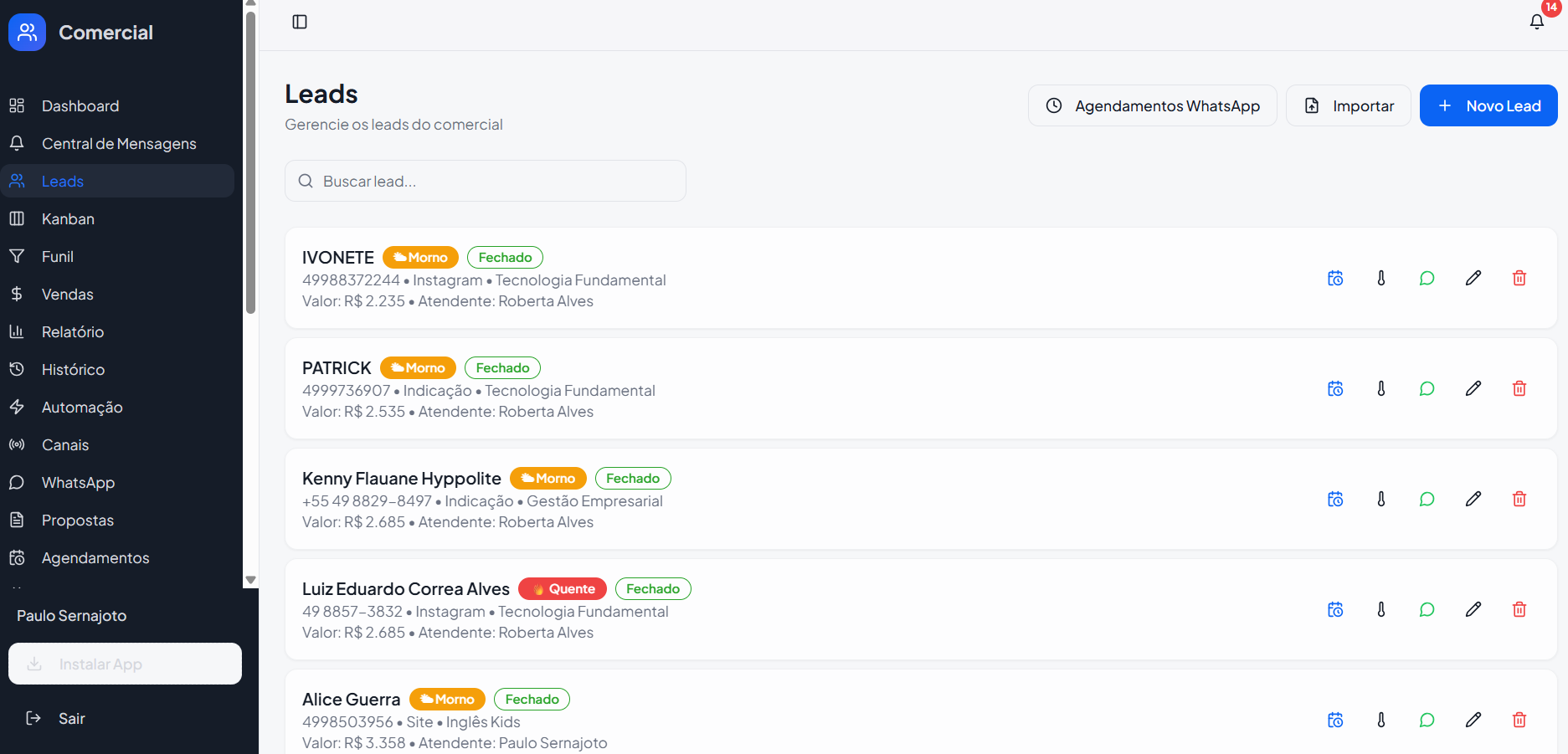 Bússola CRM — Leads